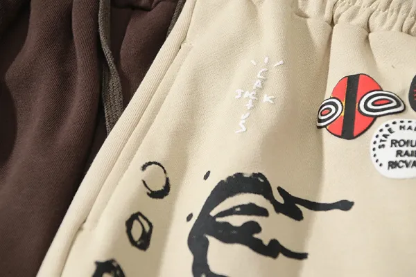Travis Scott x Nike Shorts Brown Graphic Print Sweatshorts - 16