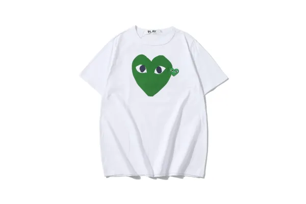 Comme des Garçons Play Green Heart Eyes White T-Shirt - 1
