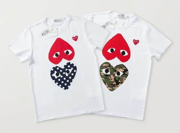 Comme des Garçons Play Striped Navy and White T-Shirt with Red Heart Logo - 29
