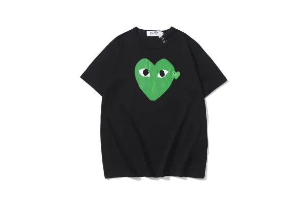Comme des Garçons Play Green Heart Eyes Black T-Shirt - 1