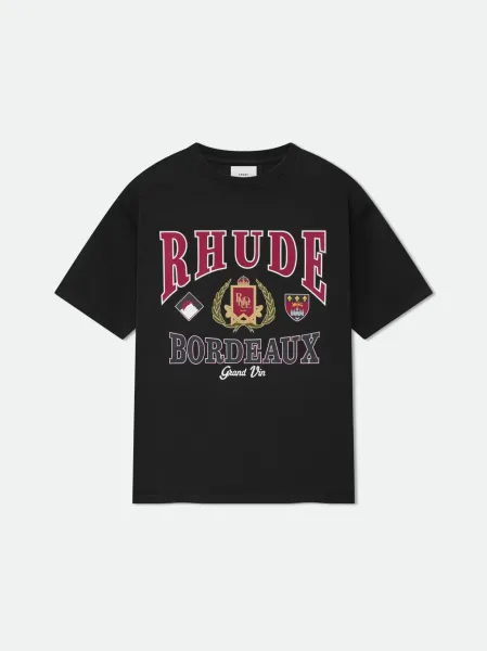 Rhude Bordeaux Grand Vin Graphic T-Shirt Black - 1