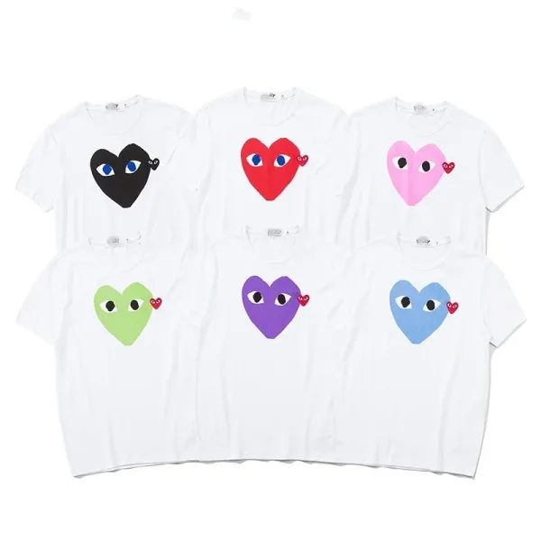 Comme des Garçons Play Striped Navy and White T-Shirt with Red Heart Logo - 22