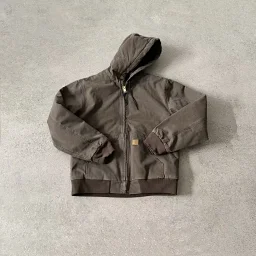 thumbnail for American hooded pre-loved washed distressed canvas cotton jacket jacket unisex