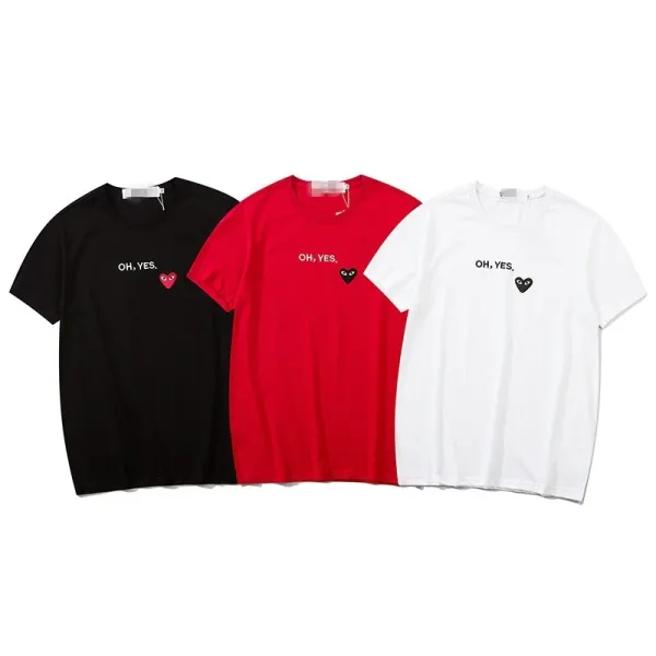 Comme des Garçons Play Striped Navy and White T-Shirt with Red Heart Logo - 25