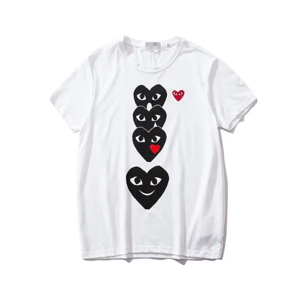 Comme des Garçons Play Striped Navy and White T-Shirt with Red Heart Logo - 33