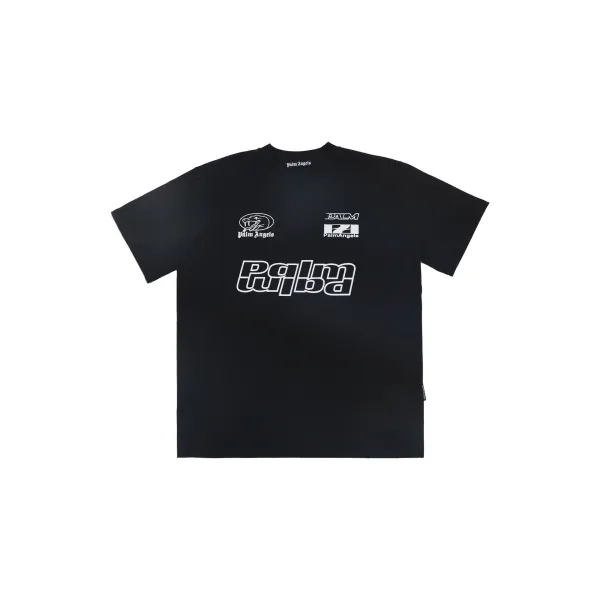 Palm Angels Multi-Logo Graphic Black T-Shirt - 1
