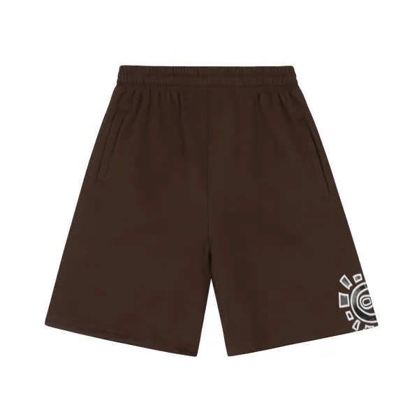 Design Sunburst Graphic Brown Sweatshorts - 1