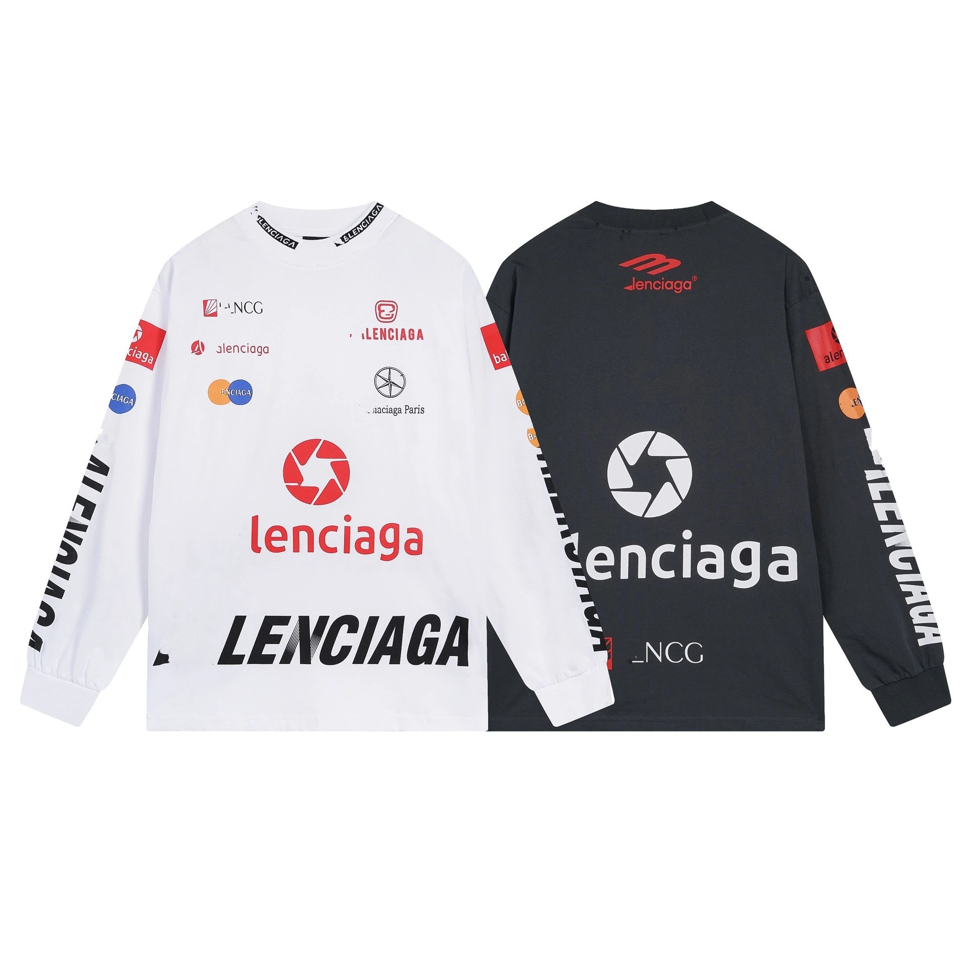 卫衣多位LoGO经典印花领口刺绣成衣磨烂做旧长袖T恤男