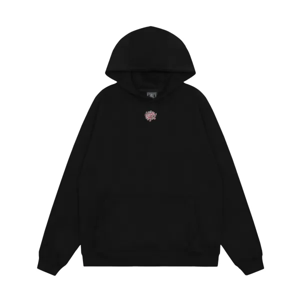 Design Embroidered Sun Motif Hoodie Black - 1