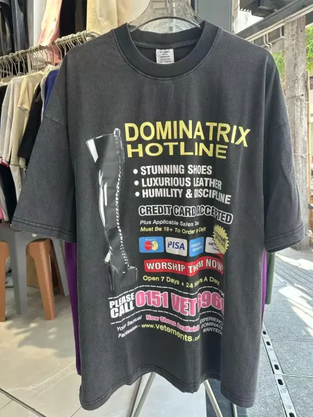 Vetements Dominatrix Hotline Oversized Graphic T-Shirt Black - 1