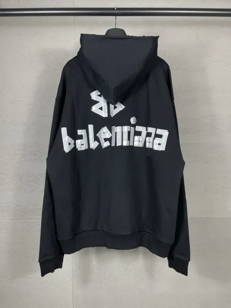 Balenciaga Logo Distressed Hoodie White - 6