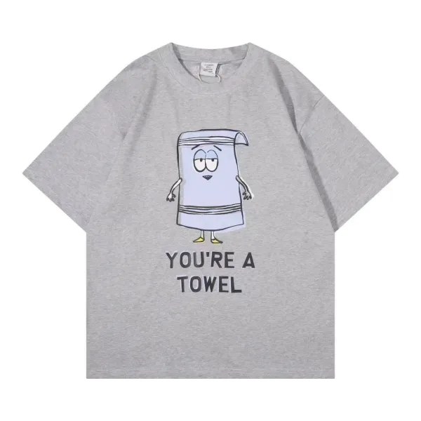 South Park x Unspecified Collaborator Towel Character Graphic T-Shirt Gray - 1