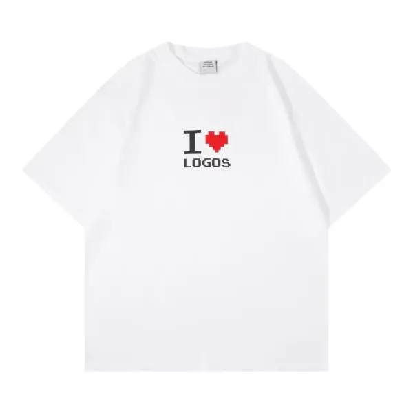 Logos Collection I ❤️ Logos Pixel Heart White T-Shirt - 1