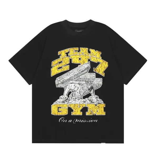 Design Team 297 Gym On A Mission Black Graphic T-Shirt T-Shirts - 1