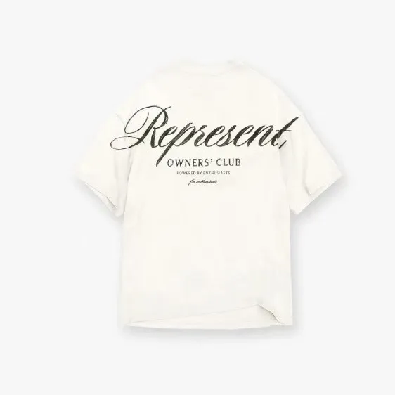 Represent Owners' Club Script Print Cream T-Shirt - 1