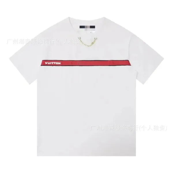Design Vuitton Logo Tape T-Shirt White T-Shirts - 1