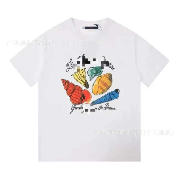 Design Seashell Print Graphic T-Shirt White - 1