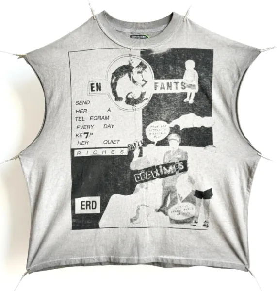 Enfants Riches Déprimés Graphic Print Cut-Off Gray T-Shirt - 1