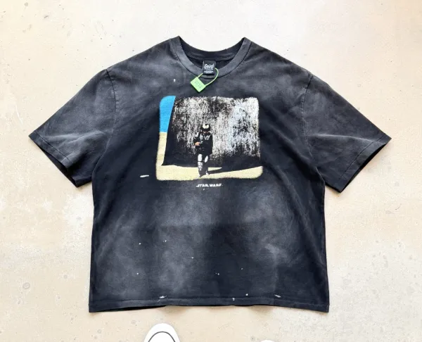 Saint Tears Saint x Star Wars Distressed Graphic T-Shirt Black T-Shirts - 1