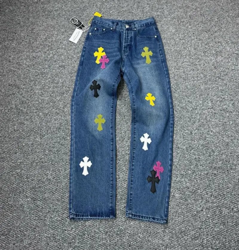 Chrome Hearts Cross-Embellished Black Distressed Jeans - 34