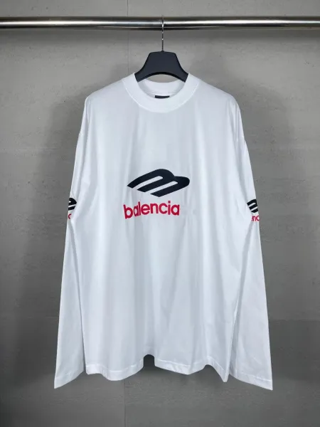 Balenciaga Logo Print Long-Sleeve T-Shirt White - 1