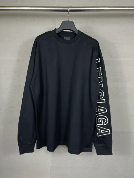 Balenciaga Logo Sleeve Long-Sleeve T-Shirt Black - 1