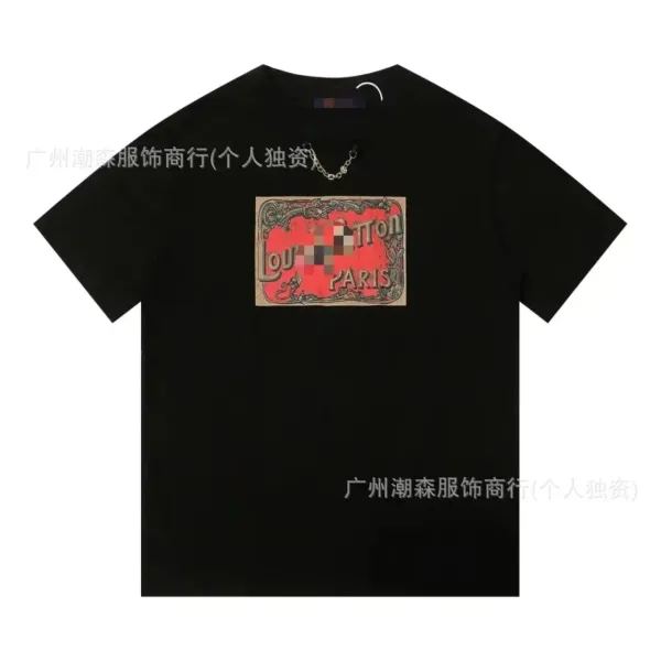 Design Vintage Paris Print Black T-Shirt - 1