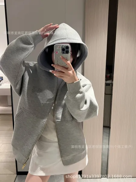 Design Oversized Zip-Up Hoodie Gray - 14