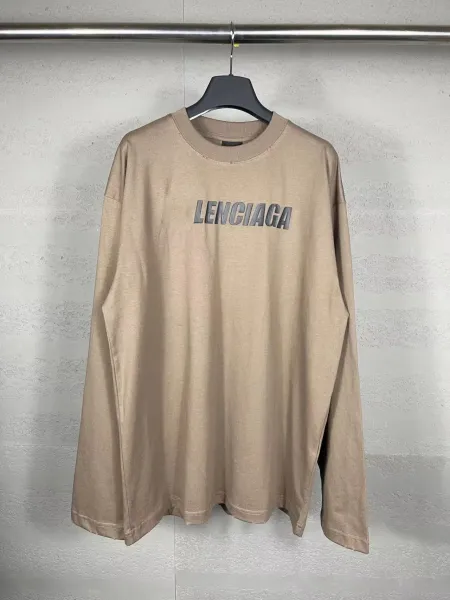 Balenciaga Lenciaga Beige Long-Sleeve T-Shirt - 1
