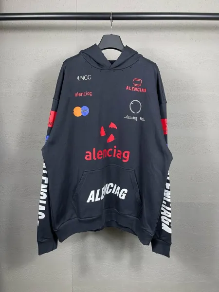 Aleenciag Distressed Logo Hoodie Black/White/Gray/Purple/Navy - 34