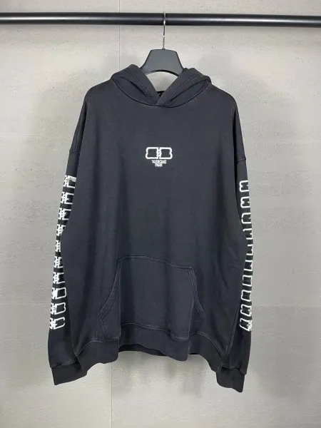 Aleenciag Distressed Logo Hoodie Black/White/Gray/Purple/Navy - 41