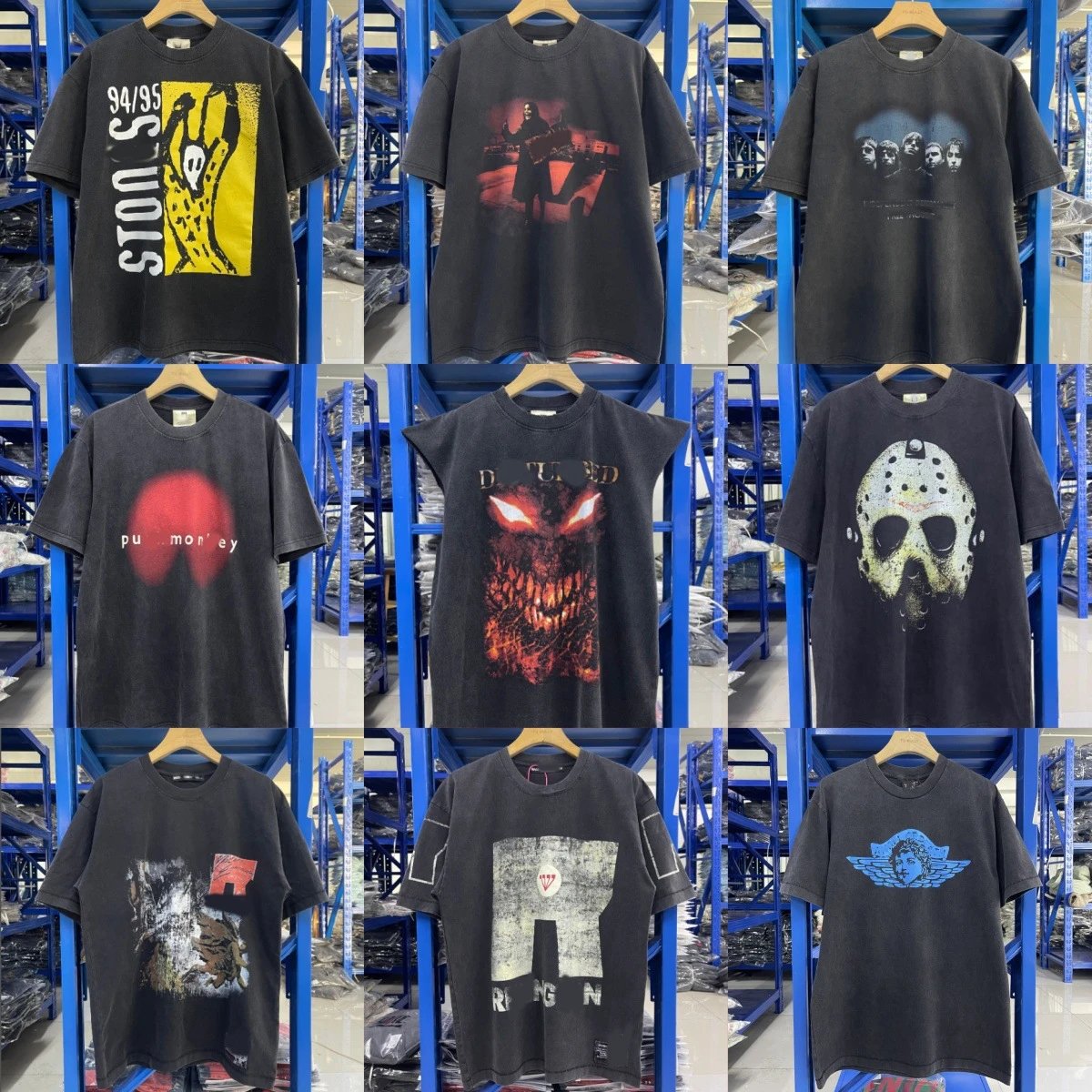 乐队水洗做旧宽松百搭圆领短袖T恤