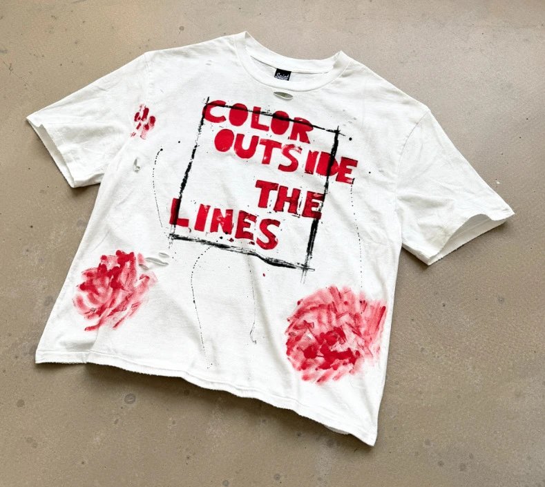 Design Color Outside The Lines Red Splatter T-Shirt