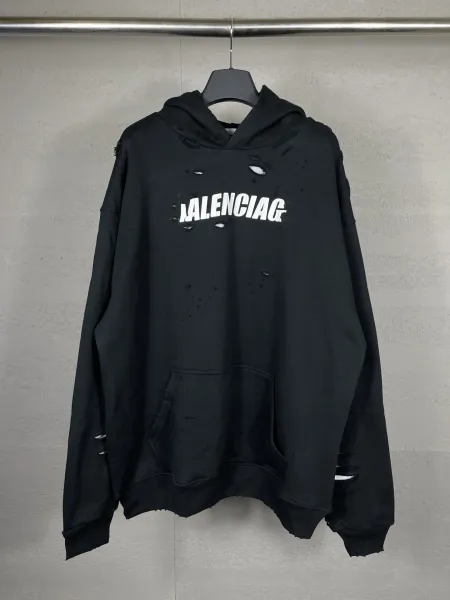 Aleenciag Distressed Logo Hoodie Black/White/Gray/Purple/Navy - 17