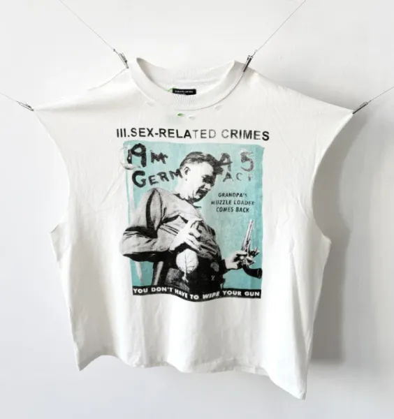 Design III.Sex-Related Crimes Graphic Crop Top White T-Shirts - 1