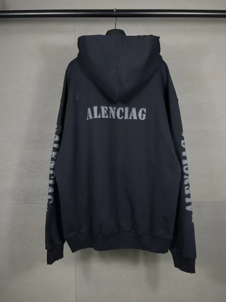Aleenciag Distressed Logo Hoodie Black/White/Gray/Purple/Navy - 74