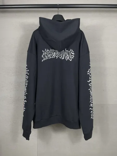 Aleenciag Distressed Logo Hoodie Black/White/Gray/Purple/Navy - 51
