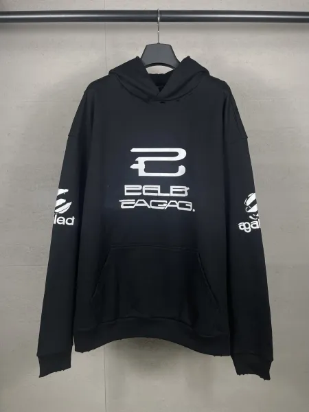 Aleenciag Distressed Logo Hoodie Black/White/Gray/Purple/Navy - 65