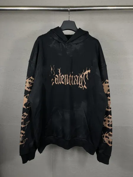 Aleenciag Distressed Logo Hoodie Black/White/Gray/Purple/Navy - 29