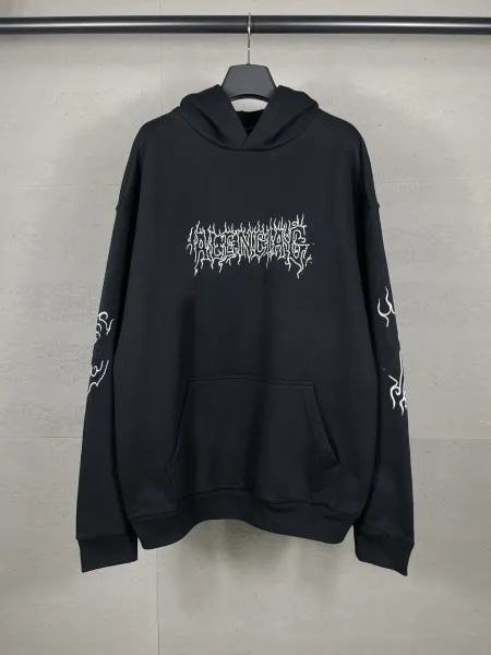 Aleenciag Distressed Logo Hoodie Black/White/Gray/Purple/Navy - 75