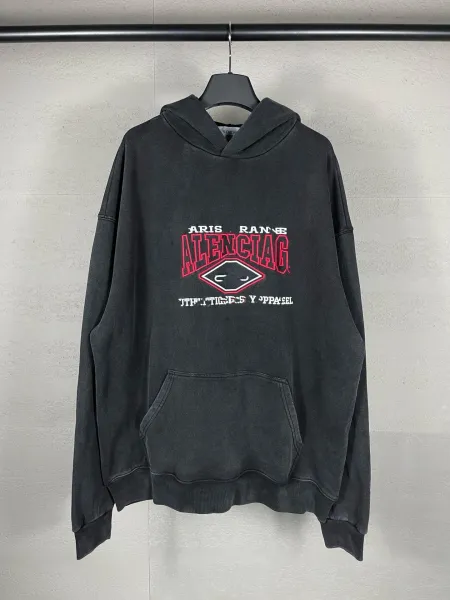 Aleenciag Distressed Logo Hoodie Black/White/Gray/Purple/Navy - 33