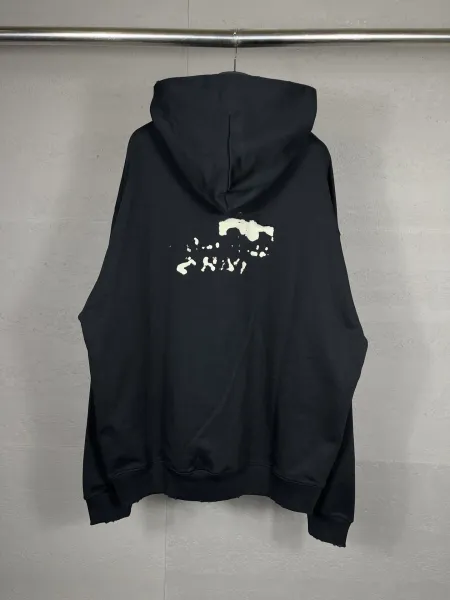 Aleenciag Distressed Logo Hoodie Black/White/Gray/Purple/Navy - 82