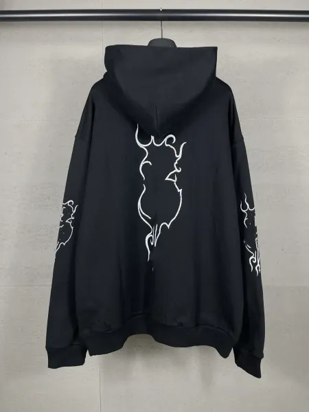 Aleenciag Distressed Logo Hoodie Black/White/Gray/Purple/Navy - 76