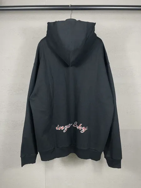 Aleenciag Distressed Logo Hoodie Black/White/Gray/Purple/Navy - 58