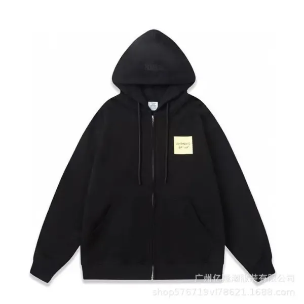 Vetements Patch Logo Black Zip-Up Hoodie - 1