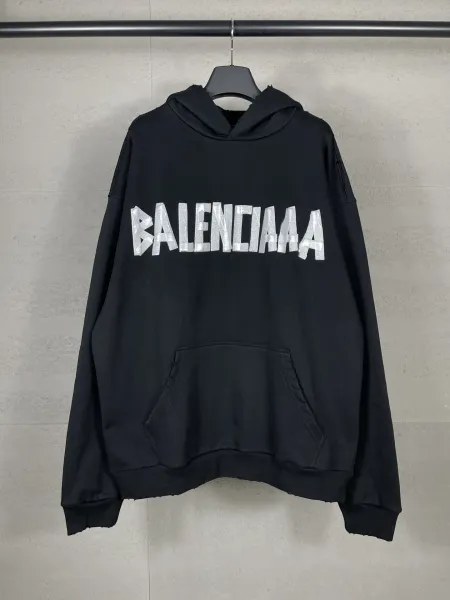 Balenciaga Logo Distressed Hoodie White - 5