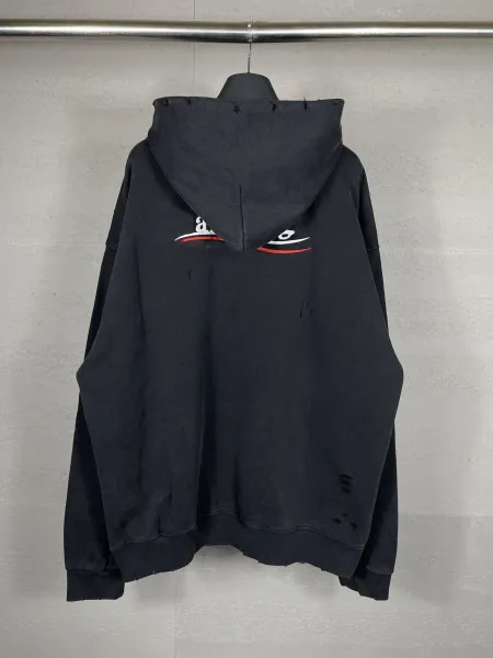 Aleenciag Distressed Logo Hoodie Black/White/Gray/Purple/Navy - 80