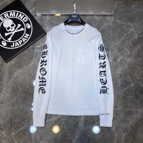 Chrome Hearts Cross Logo Raglan Long-Sleeve T-Shirt Pink and White - 51