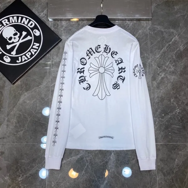 Chrome Hearts Cross Logo Raglan Long-Sleeve T-Shirt Pink and White - 49