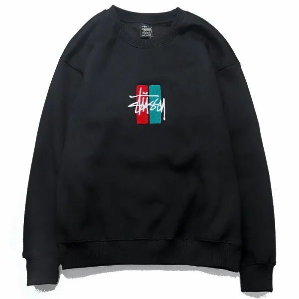 Stussy Color Block Logo Black Hoodie - 1